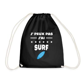 Je peux pas j'ai surf planche - Sac de sport léger - noir - Devant