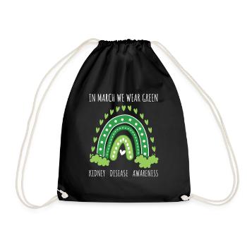 Rainbow March Wear Green Kidney Disease Awareness - Drawstring Bag - black - Front