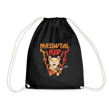 Heavy Meow Metal Kid Music Lover Guitar Cat - Turnbeutel - Schwarz - Vorne
