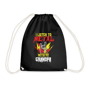Metal mit Opa Metal Kid Music Lover Rocker - Turnbeutel - Schwarz - Vorne