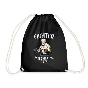 Kämpfer MMA Mann - Cage Fighter Free Fighting - Turnbeutel - Schwarz - Vorne