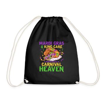 Mardi Gras & King Cake Match Made Carnival Heaven - Drawstring Bag - black - Front
