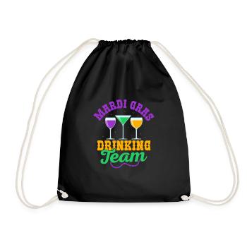 Mardi Gras Drinking Team Parade BeadsParty - Drawstring Bag - black - Front