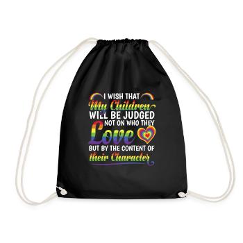 Pride Month | LGTBQ | Mom | Rainbow Flag - Drawstring Bag - black - Front