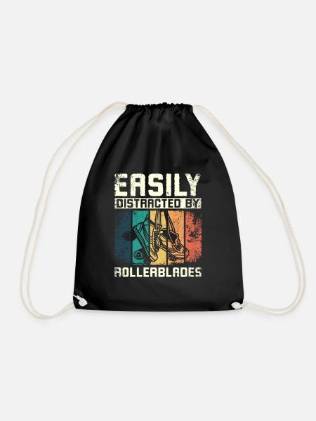 Easily distracted by rollerblades - Drawstring Bag - black