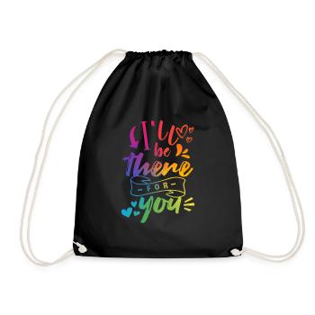 LGBT Herz Regenbogenfarbe - Turnbeutel - Schwarz - Vorne