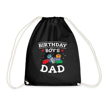 Father of birthday boy builds building blocks - Drawstring Bag - black - Front