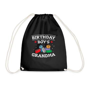Birthday Kids Grandma Building Blocks - Drawstring Bag - black - Front