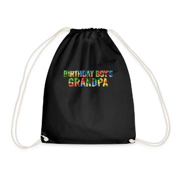 Birthday boy Grandpa building blocks - Drawstring Bag - black - Front