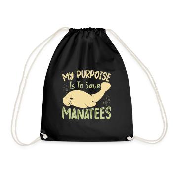 deep inside i am a manatee - Drawstring Bag - black - Front