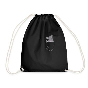 Chinchilla in Brusttasche - Turnbeutel - Schwarz - Vorne