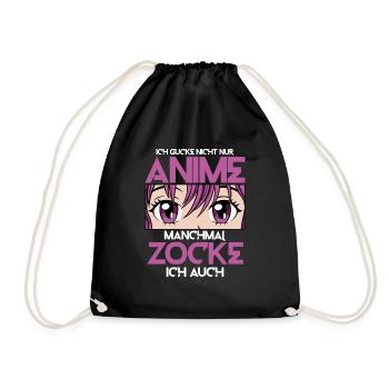 Anime und Zocken - Turnbeutel - Schwarz - Vorne