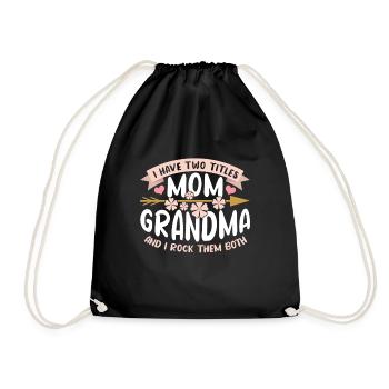 Flower Two Titre Maman Grand-maman Bonne fête des mères - Sac de sport léger - noir - Devant