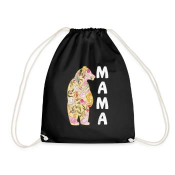 Ours Fleur florale Maman Meilleure maman Bonne fête des mères - Sac de sport léger - noir - Devant