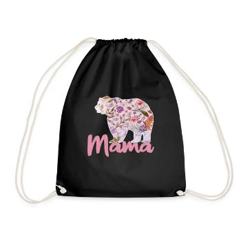Bär Blumen Mama Beste Mama Alles Gute zum Muttertag - Turnbeutel - Schwarz - Vorne