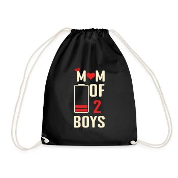 Funny Mom Quotes Mom Of Two Boy Happy Mother's Day - Drawstring Bag - black - Front