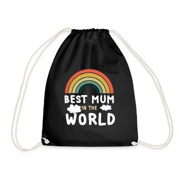 Rainbow Mama Best Mom Happy Mother's Day - Drawstring Bag - black - Front