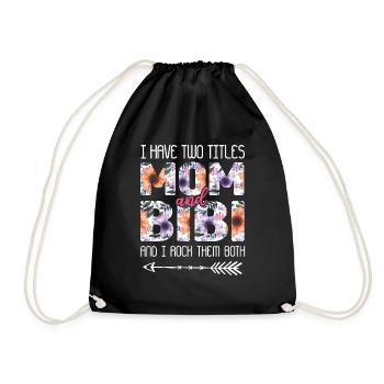 Two Titles Mom Rock Them Both Floral Mother's Day - Drawstring Bag - black - Front