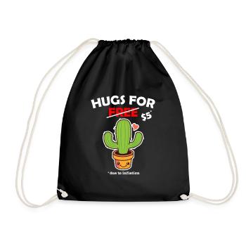 Funny cute cactus valentine costume Hugs For Free - Turnbeutel - Schwarz - Vorne