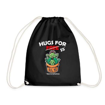 Funny cute cactus valentine costume Hugs For Free - Turnbeutel - Schwarz - Vorne