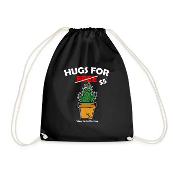 Funny cute cactus valentine costume Hugs For Free - Turnbeutel - Schwarz - Vorne