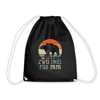Zwei Engel für Bär Papa Baby Papa's Vatertag - Turnbeutel - Schwarz - Vorne