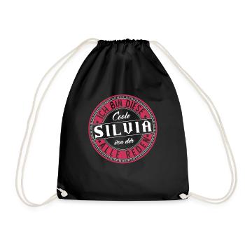 Silvia Geschenkidee Geschenk Geburtstag - Turnbeutel - Schwarz - Vorne