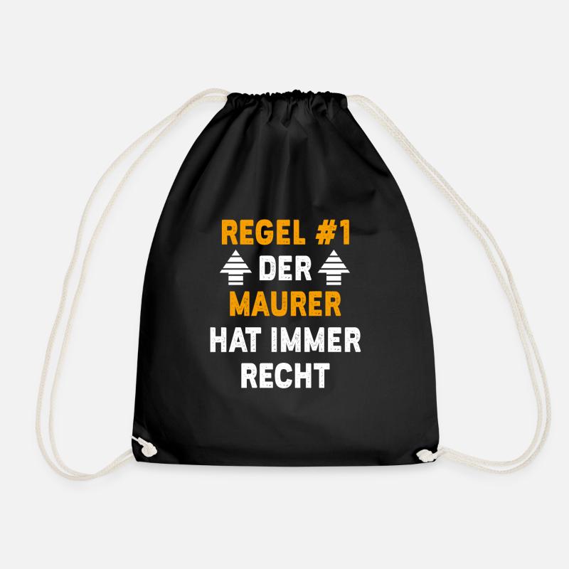 Maurer Geschenk Geburtstag Spruch - Turnbeutel - Schwarz