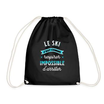 Ski Cadeau pour Sport d'Hiver Snow Drôle - Sac de sport léger - noir - Devant