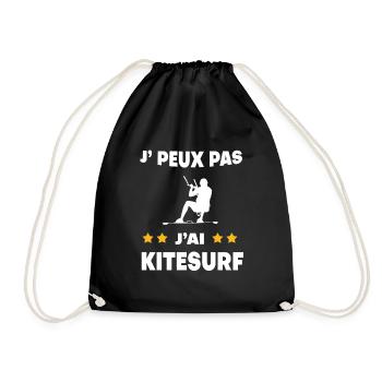 Je peux pas j'ai Kitesurf cadeau kitesurfeur - Sac de sport léger - noir - Devant