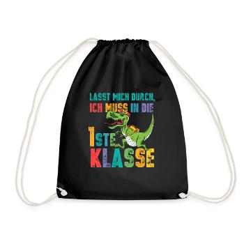 Lasst mich durch - Einschulung Dinosaurier - Turnbeutel - Schwarz - Vorne