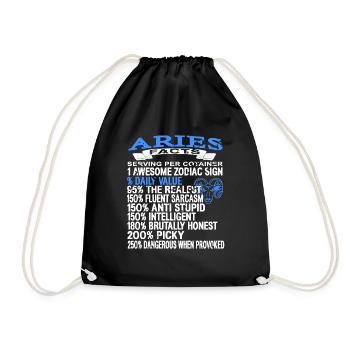 Aries Facts Per Serving Retro Funny Astrology - Turnbeutel - Schwarz - Vorne