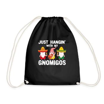 Hangin' With My Gnomigos Funny Cinco De Mayo - Drawstring Bag - black - Front