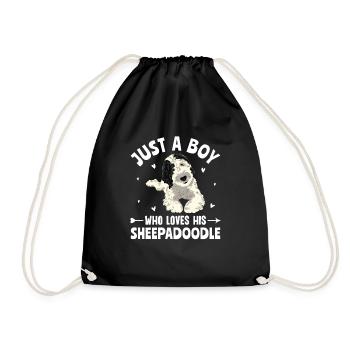 Sheepadoodle Doodle Dog - Drawstring Bag - black - Front