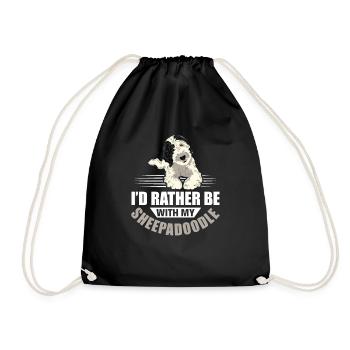 Sheepadoodle Doodle Dog - Drawstring Bag - black - Front
