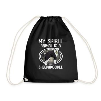 Sheepadoodle Doodle Dog - Drawstring Bag - black - Front