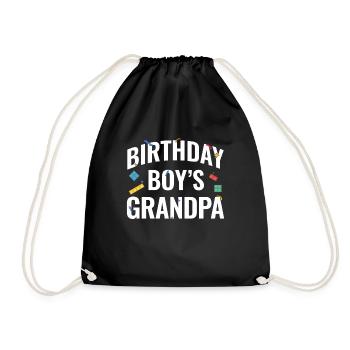 Birthday boy Grandpa building blocks - Drawstring Bag - black - Front