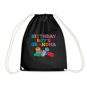 Birthday Kids Grandma Building Blocks - Drawstring Bag - black - Front
