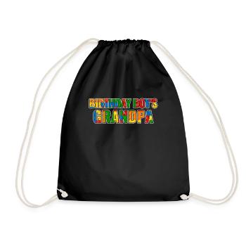 Birthday boy Grandpa building blocks - Drawstring Bag - black - Front