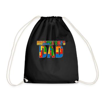 Father of birthday boy builds building blocks - Drawstring Bag - black - Front