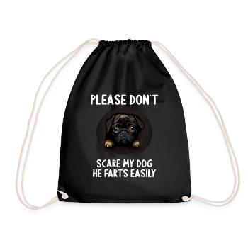 Please don't scare my dog Pug - Drawstring Bag - black - Front