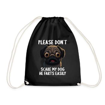Please don't scare my dog Pug - Drawstring Bag - black - Front
