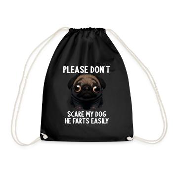 Please don't scare my dog Pug - Drawstring Bag - black - Front