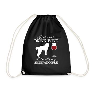 Sheepadoodle Doodle Dog - Drawstring Bag - black - Front