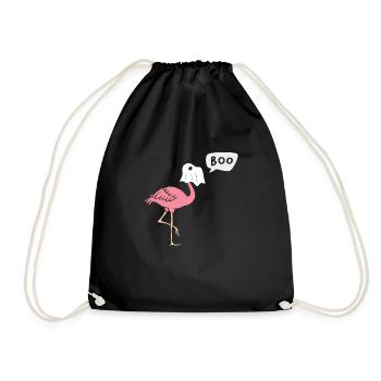 Boo Flamingo Trick Or Treat Halloween Fake Ghost - Turnbeutel - Schwarz - Vorne