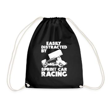 Sprint Car Racing Flag Vintage Racer Dirt Track - Drawstring Bag - black - Front