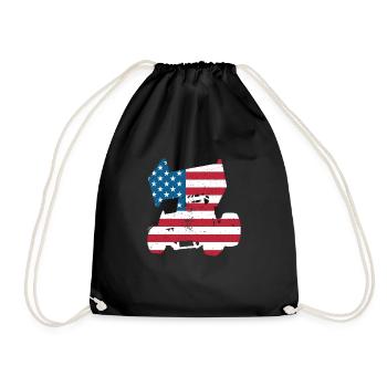Sprint Car Racing Flag Vintage Racer Dirt Track - Drawstring Bag - black - Front