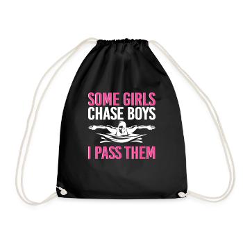Some Girls Chase Boys I Pass Them - Drawstring Bag - black - Front