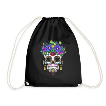 El Dia De Los Muertos Mardi Gras Costume Flower - Drawstring Bag - black - Front