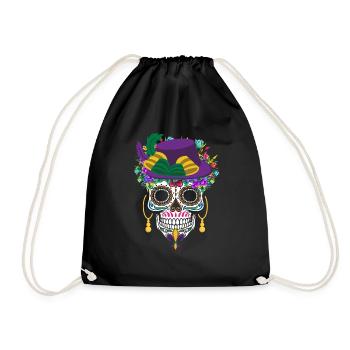 Mardi Gras Costume El Dia De Los Muertos Flower - Drawstring Bag - black - Front